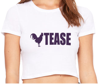 Cock Tease - Rooster - White Crop Top