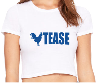 Cock Tease - Rooster - White Crop Top