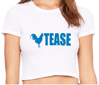Cock Tease - Rooster - White Crop Top