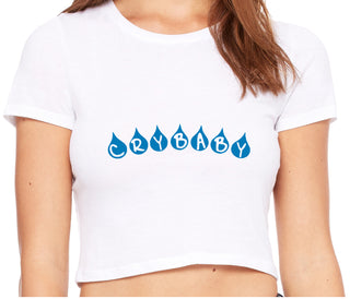 Crybaby Tear Design - White Crop Top