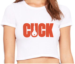 Cuck - Lock Logo - White Crop Top