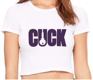 Cuck - Lock Logo - White Crop Top