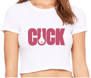 Cuck - Lock Logo - White Crop Top