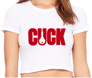 Cuck - Lock Logo - White Crop Top