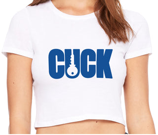 Cuck - Lock Logo - White Crop Top