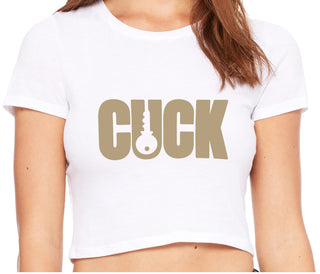 Cuck - Lock Logo - White Crop Top