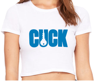 Cuck - Lock Logo - White Crop Top