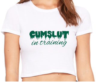 Cumslut in Training - White Crop Top