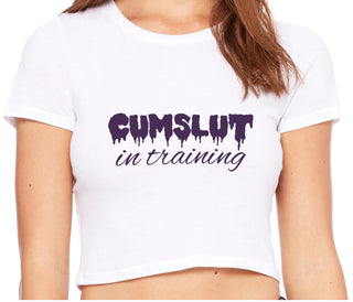 Cumslut in Training - White Crop Top