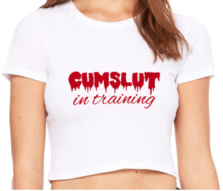 Cumslut in Training - White Crop Top