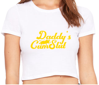 Daddy's Cumslut - White Crop Top