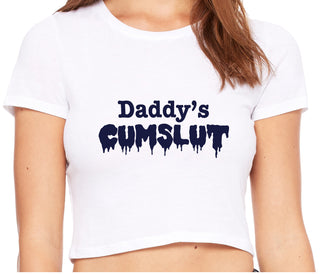 Daddy's Cumslut - White Crop Top