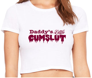 Daddy's Little Cumslut - White Crop Top