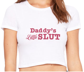 Daddys Little Slut - White Crop Top