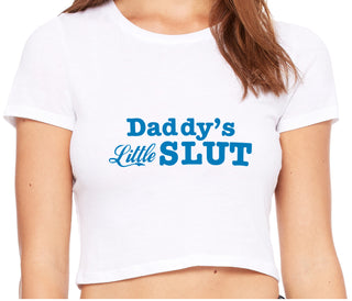 Daddys Little Slut - White Crop Top