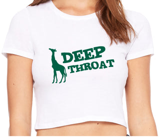 Deep throat - Giraffe Funny Logo - White Crop Top