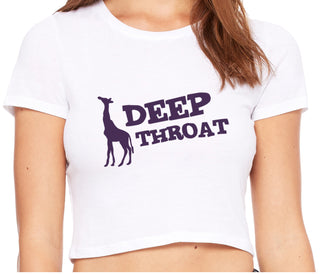 Deep throat - Giraffe Funny Logo - White Crop Top