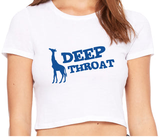 Deep throat - Giraffe Funny Logo - White Crop Top