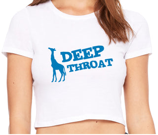 Deep throat - Giraffe Funny Logo - White Crop Top