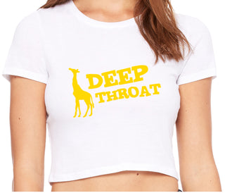 Deep throat - Giraffe Funny Logo - White Crop Top