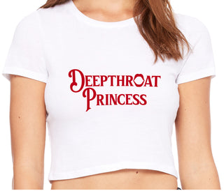 Deepthroat Princess - Deep Throat Specialist - White Crop Top