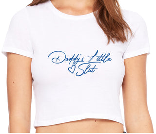 Daddy's Little Slut - White Crop Top