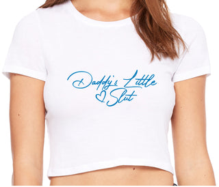 Daddy's Little Slut - White Crop Top