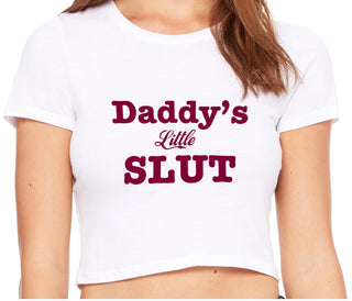 Daddy's Little Slut - White Crop Top