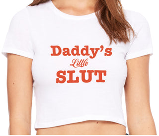 Daddy's Little Slut - White Crop Top