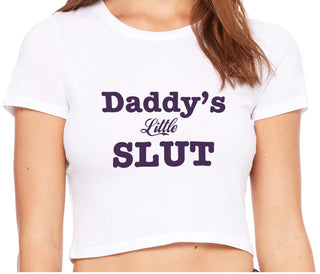 Daddy's Little Slut - White Crop Top