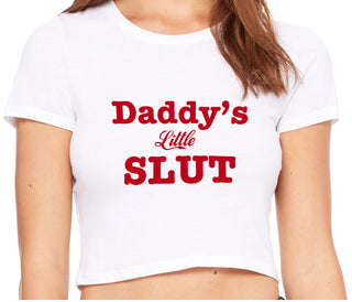 Daddy's Little Slut - White Crop Top
