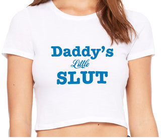 Daddy's Little Slut - White Crop Top