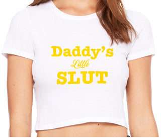 Daddy's Little Slut - White Crop Top