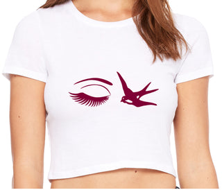 I Swallow - Eye Bird - White Crop Top