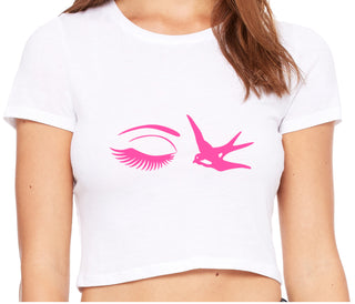 I Swallow - Eye Bird - White Crop Top