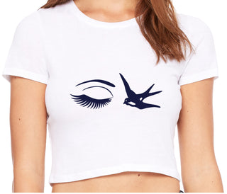 I Swallow - Eye Bird - White Crop Top