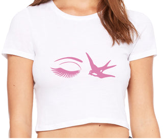 I Swallow - Eye Bird - White Crop Top
