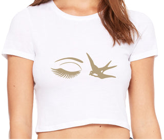 I Swallow - Eye Bird - White Crop Top