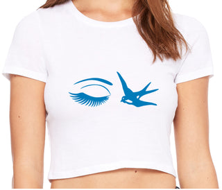 I Swallow - Eye Bird - White Crop Top