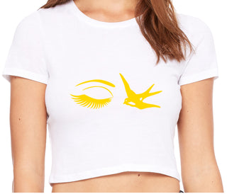 I Swallow - Eye Bird - White Crop Top