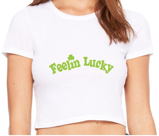 Feeling Lucky Shamrock - White Crop Top