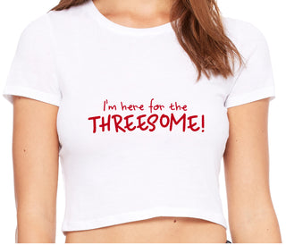 Here for the Threesome - White Crop Top