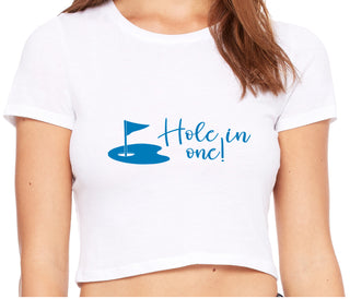 Hole In One - Funny Golf - White Crop Top
