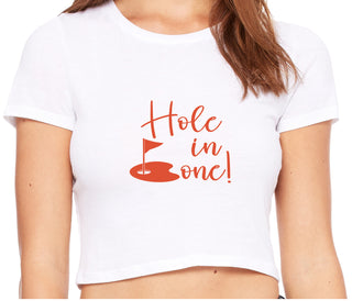 Hole In One - Suggestive Golf - White Crop Top