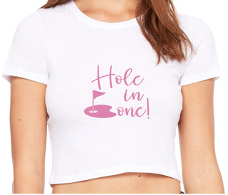 Hole In One - Suggestive Golf - White Crop Top