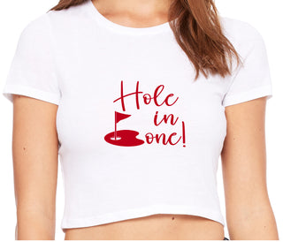 Hole In One - Suggestive Golf - White Crop Top