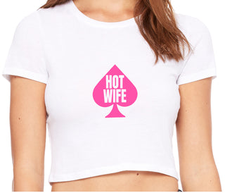 Hot Wife Spade Symbol - White Crop Top