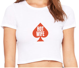 Hot Wife Spade Symbol - White Crop Top