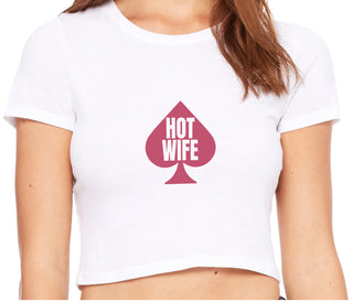 Hot Wife Spade Symbol - White Crop Top