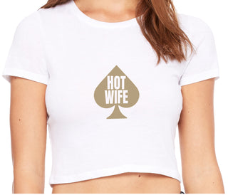 Hot Wife Spade Symbol - White Crop Top
